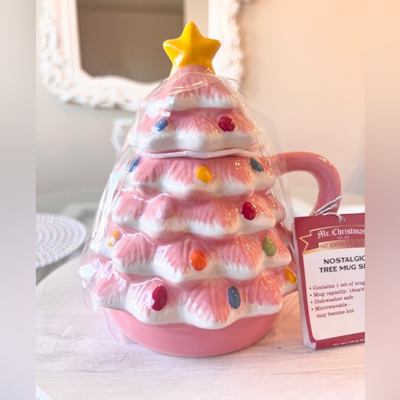 🩷🎄PINK Mr. Christmas Tree Mug with Star Topper BNWT - Picture 4 of 4